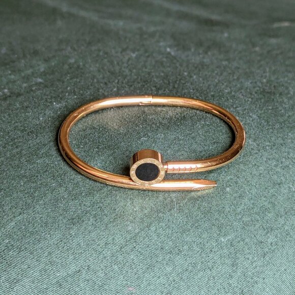18K Rose Gold-Plated Roman Numeral Screw Cuff Bracelet - Picture 2 of 5